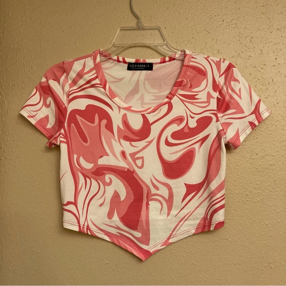 Liz & Sara Pink Swirl Women's Crop Top - Picture 1 of 7